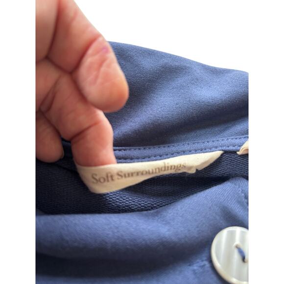 Soft Surroundings knit cowl neck tunic 3/4 sleeves pocket Staple Med Minimalist - Picture 3 of 8